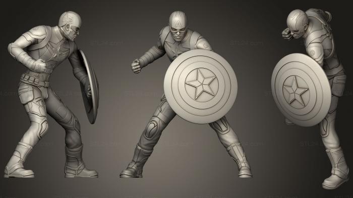 Figurines heroes, monsters and demons (Captain America, STKM_1397) 3D models for cnc
